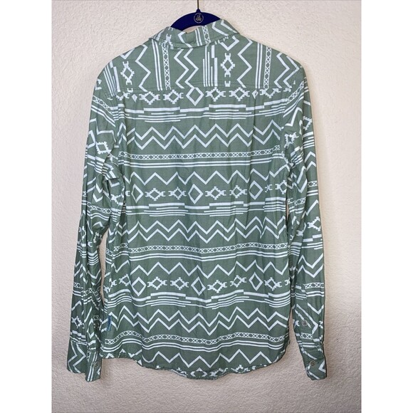 MENS WESTERN TRIBAL Aztec LONG SLEEVE Button Up SHIRT S art Modern Amusement - Picture 8 of 9